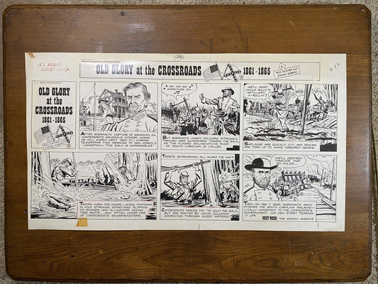 Old Glory at the Crossroads 2/7/65 Original Art Illustration | Fletcher Studio
