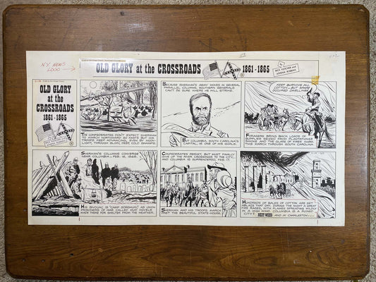 Old Glory at the Crossroads 2/14/65 Original Art Illustration | Fletcher Studio