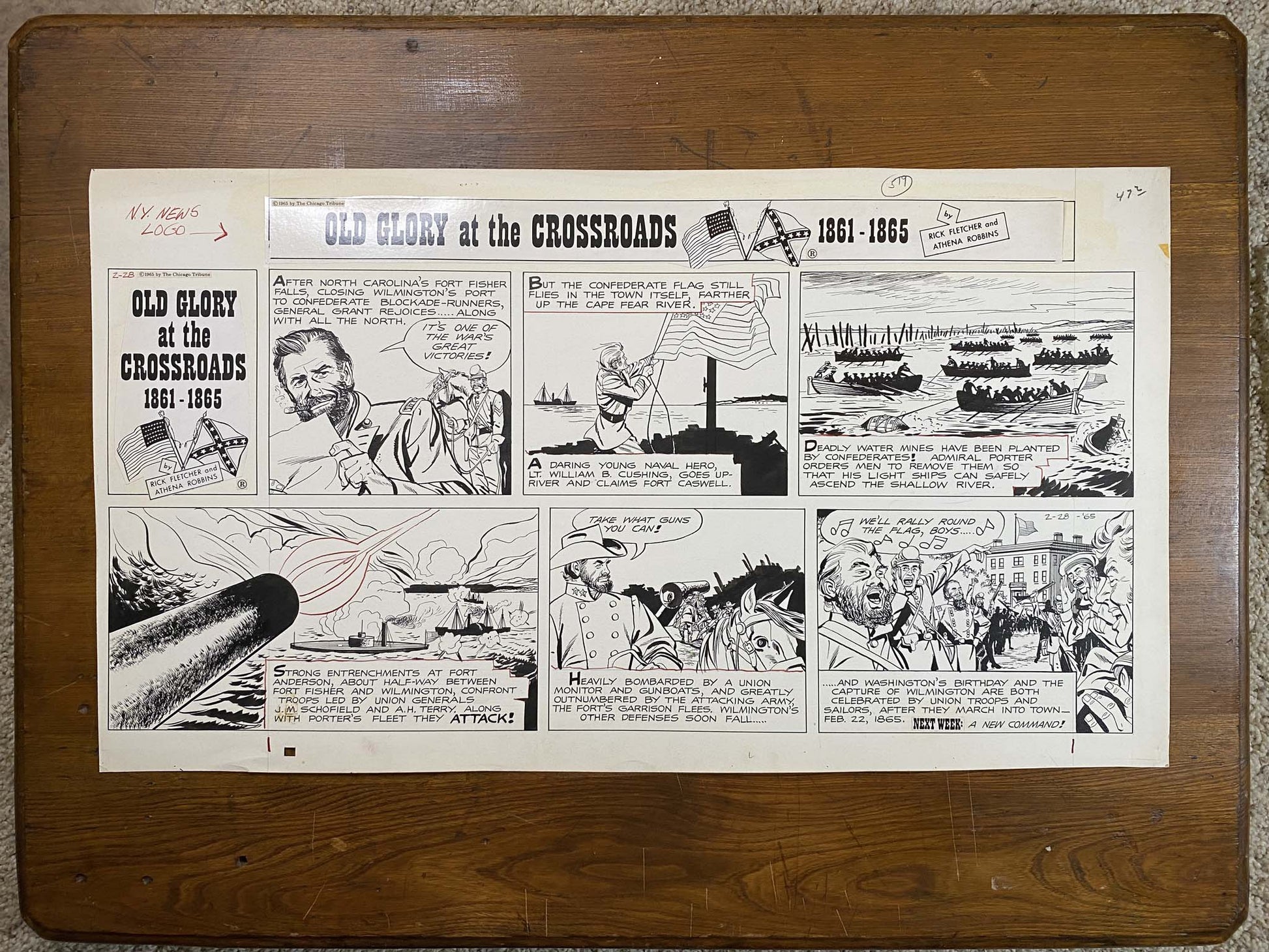 Old Glory at the Crossroads 2/28/65 Original Art Illustration | Fletcher Studio