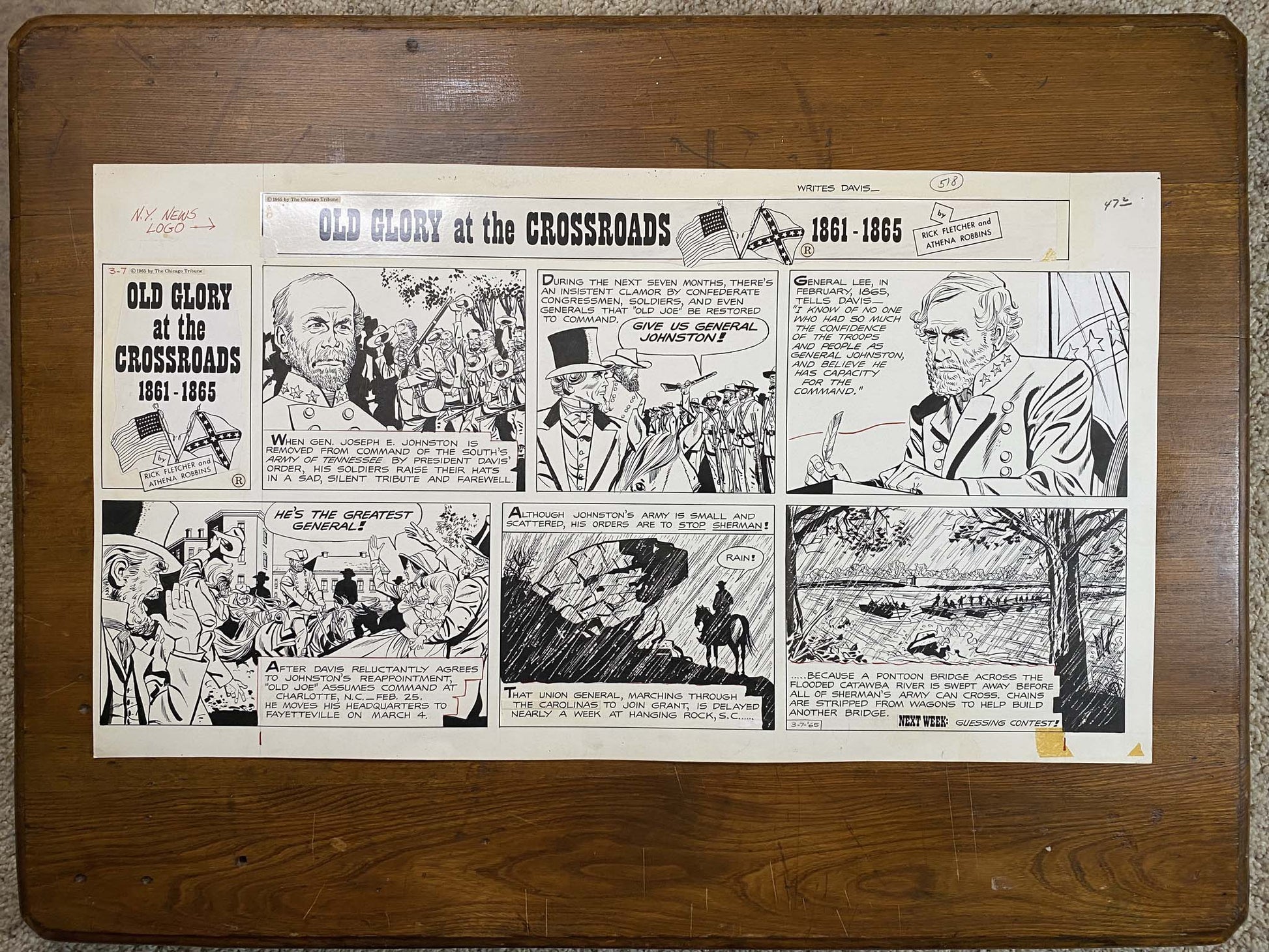 Old Glory at the Crossroads 3/7/65 Original Art Illustration | Fletcher Studio