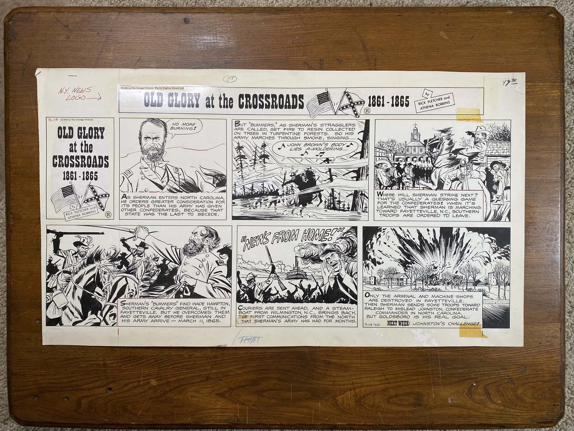 Old Glory at the Crossroads 3/14/65 Original Art Illustration | Fletcher Studio