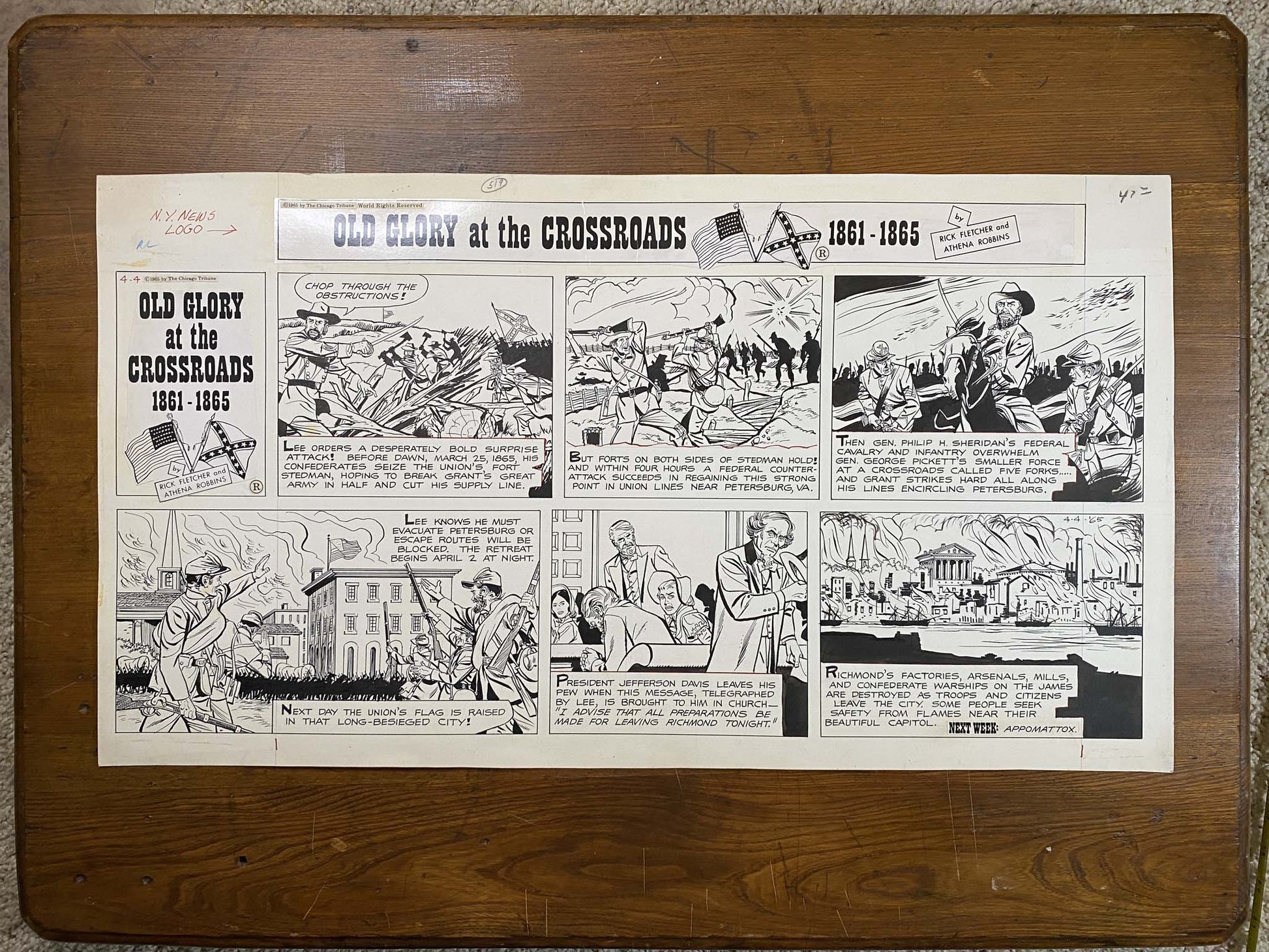 Old Glory at the Crossroads 4/4/65 Original Art Illustration | Fletcher Studio