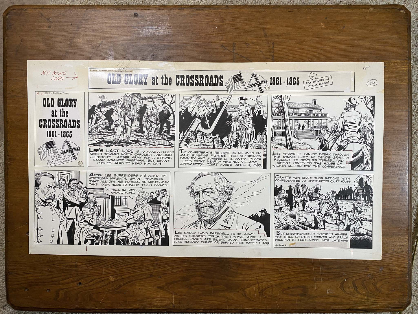 Old Glory at the Crossroads 4/11/65 Original Art Illustration | Fletcher Studio