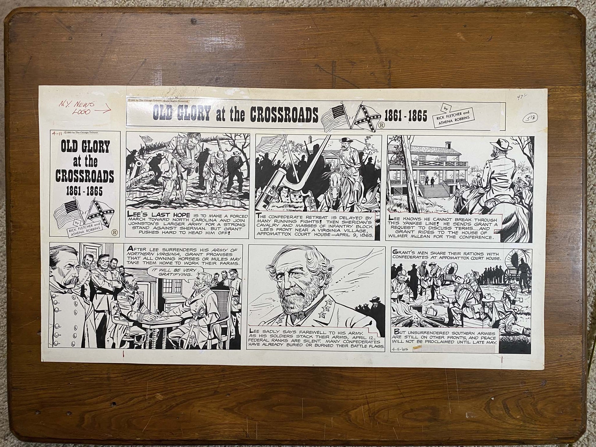 Old Glory at the Crossroads 4/11/65 Original Art Illustration | Fletcher Studio