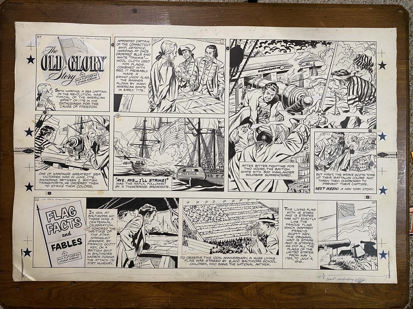 The Old Glory Story: History of the American Flag 2/27/54 Original Art Illustration | Fletcher Studio