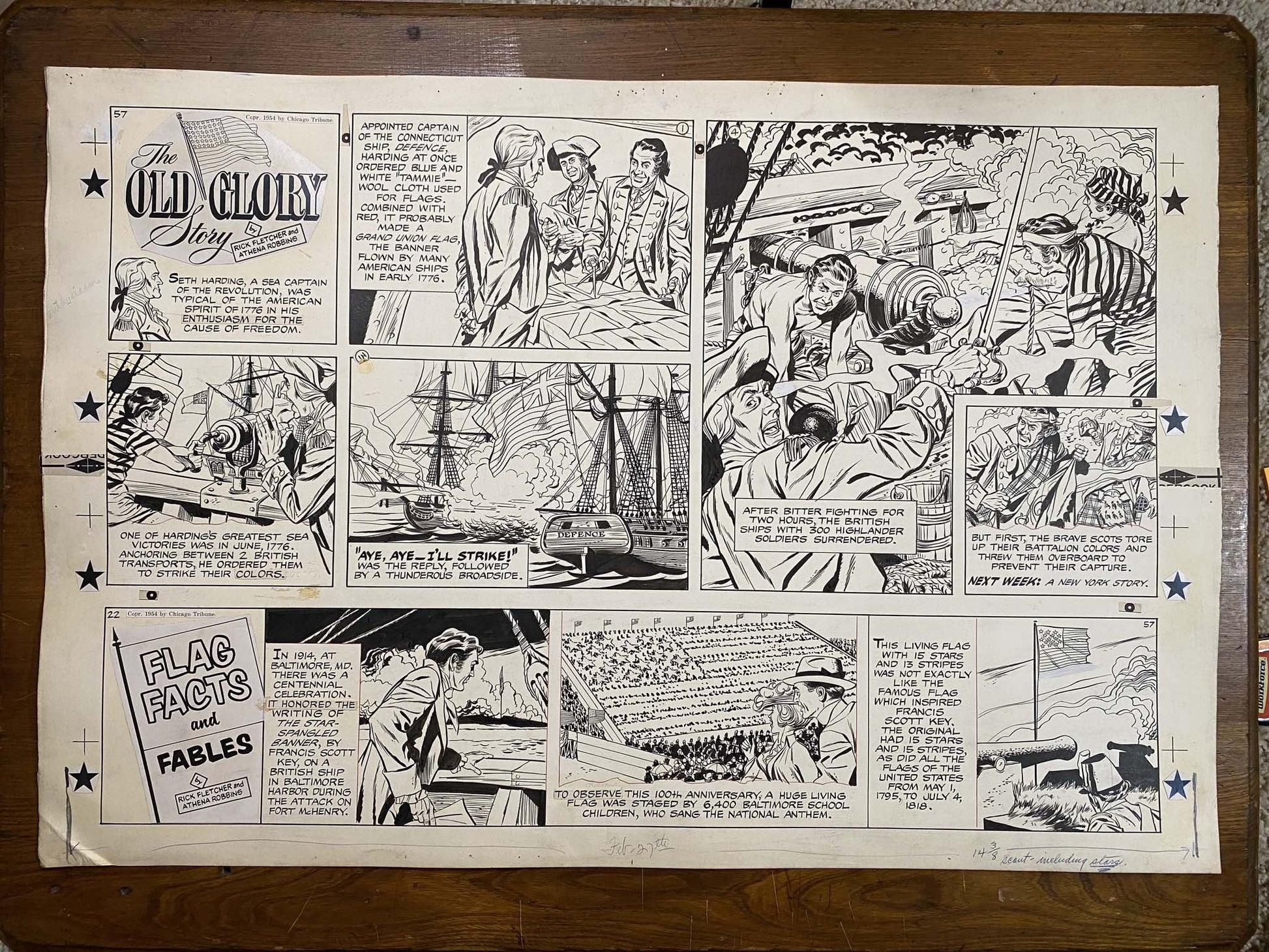 The Old Glory Story: History of the American Flag 2/27/54 Original Art Illustration | Fletcher Studio