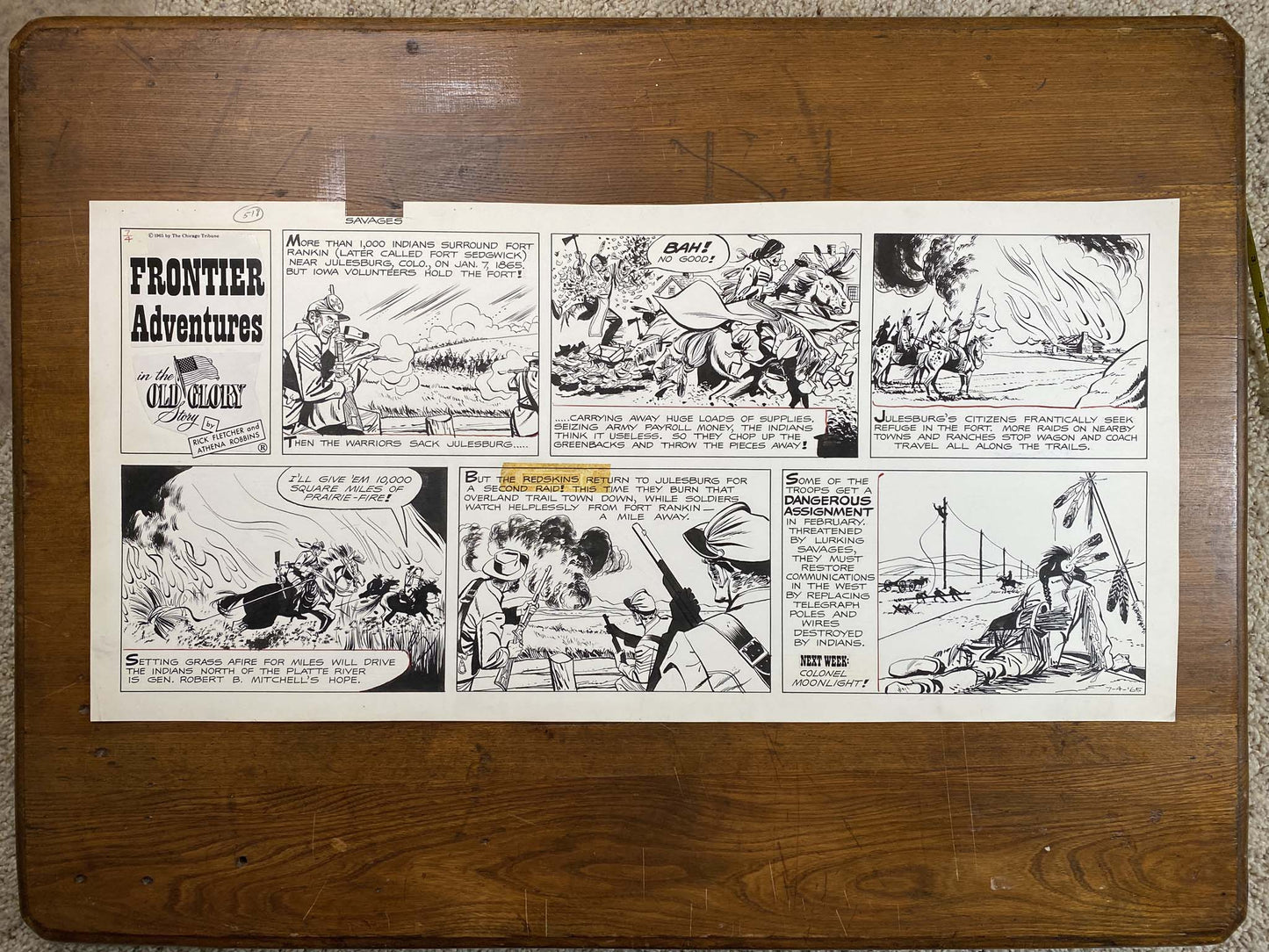 Frontier Adventures in the Old Glory Story 7/4/65 Original Art Illustration | Fletcher Studio