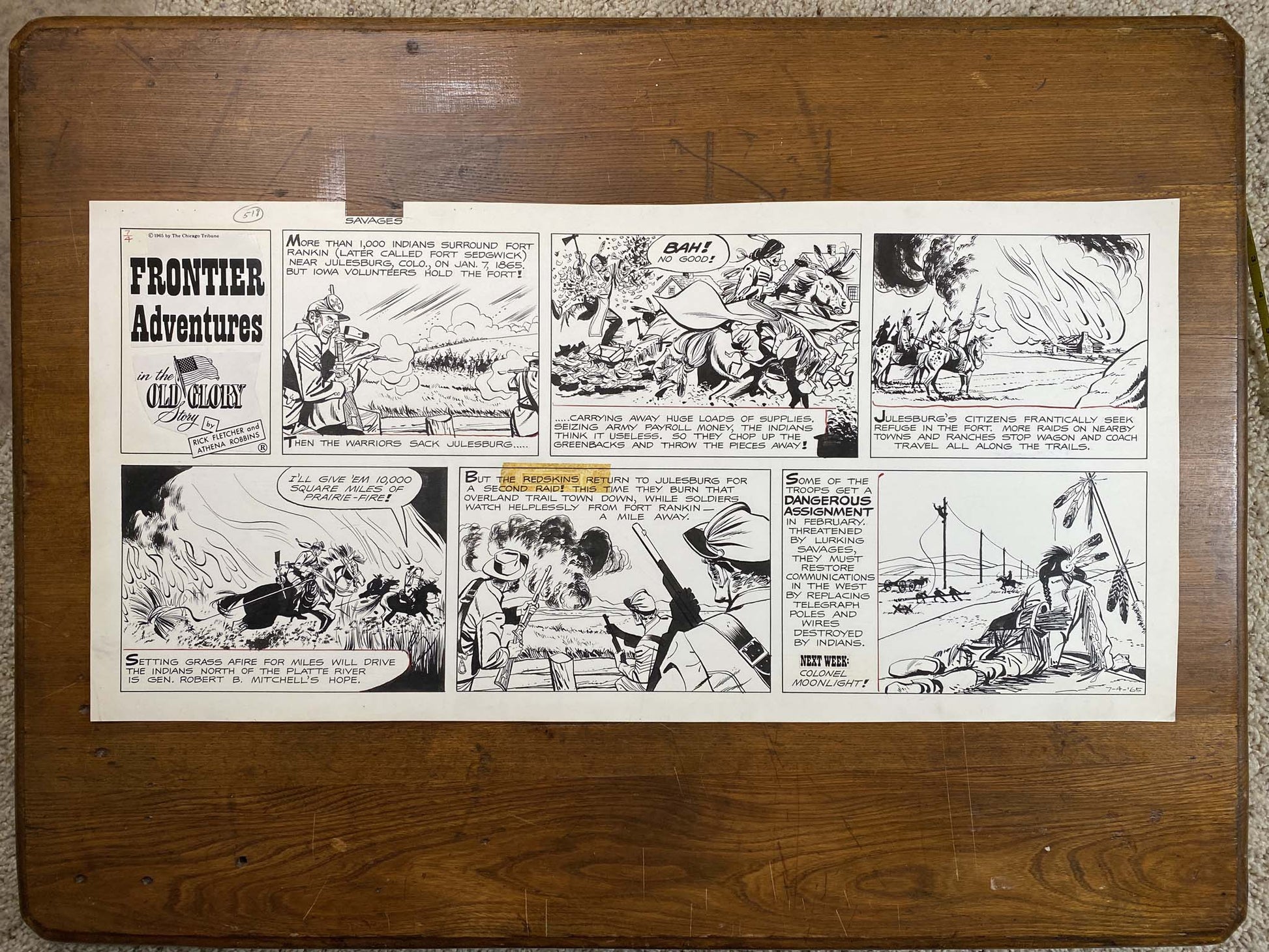 Frontier Adventures in the Old Glory Story 7/4/65 Original Art Illustration | Fletcher Studio