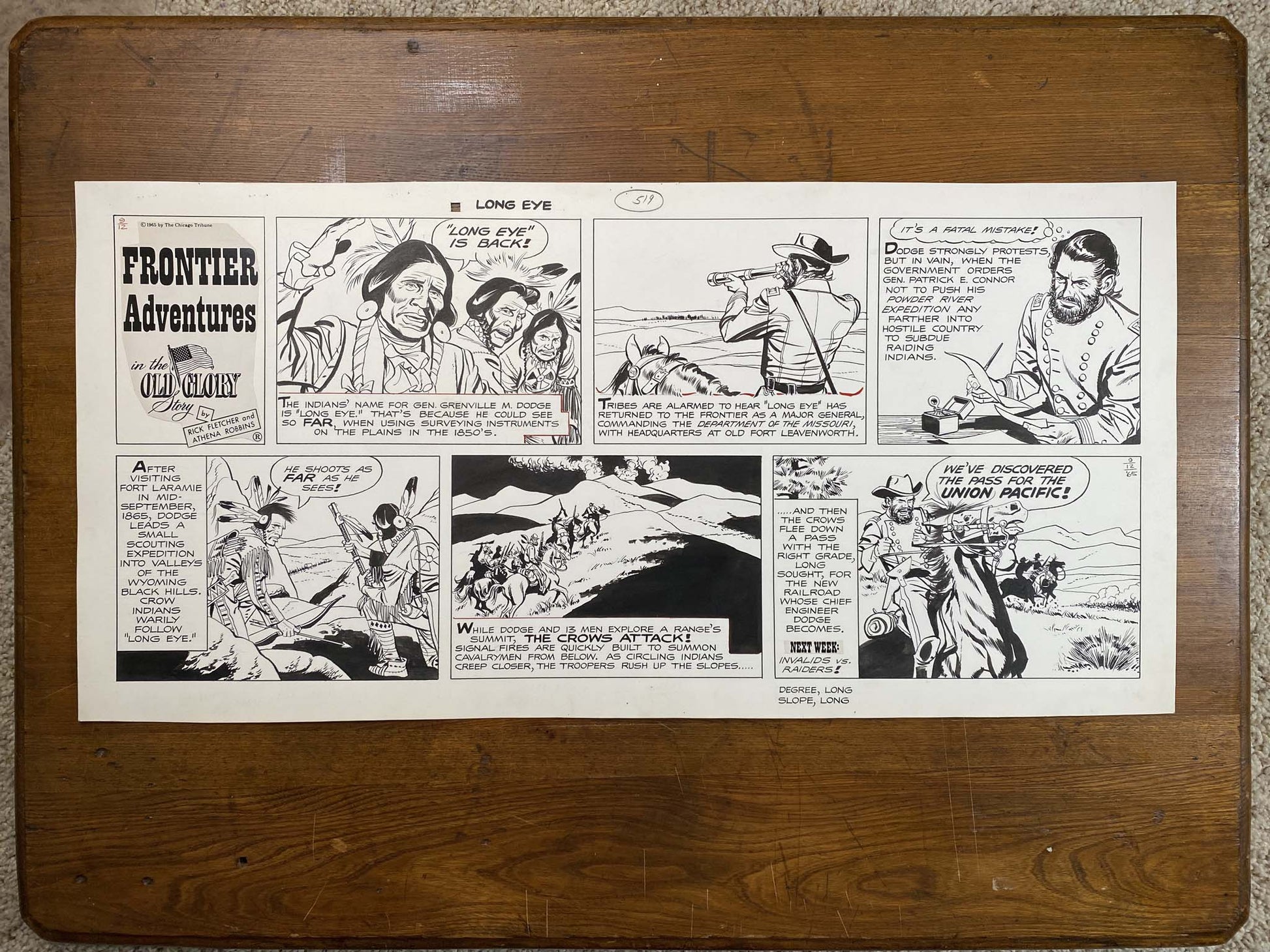 Frontier Adventures in the Old Glory Story 9/12/65 Original Art Illustration | Fletcher Studio