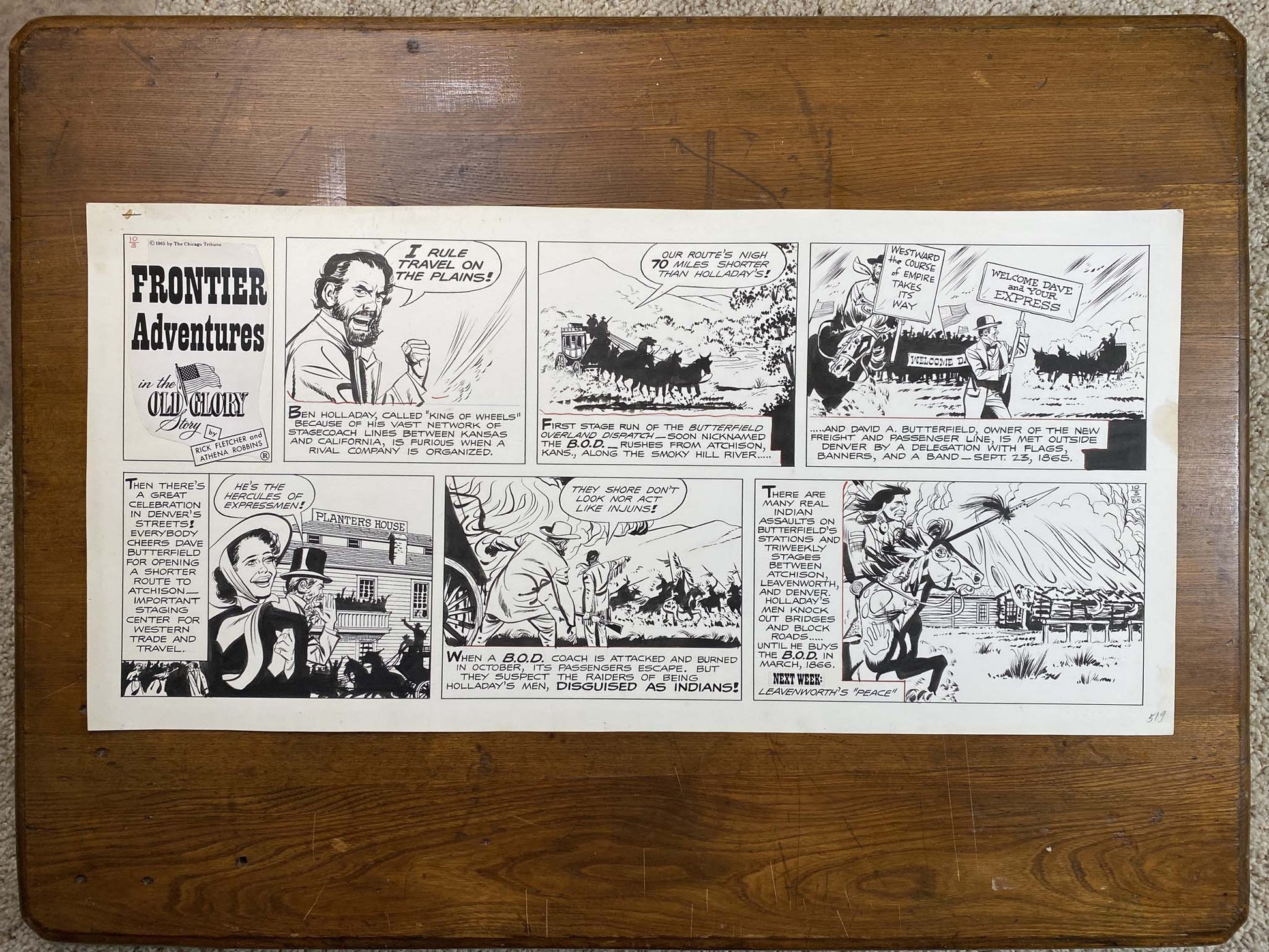 Frontier Adventures in the Old Glory Story 10/3/65 Original Art Illustration | Fletcher Studio