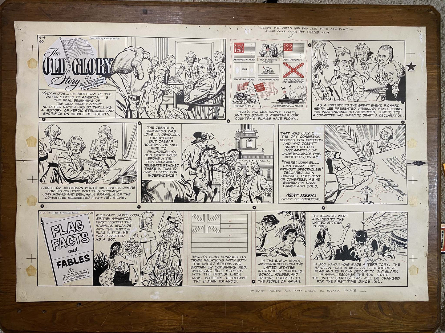 The Old Glory Story: History of the American Flag 4/4/54 Original Art Illustration | Fletcher Studio