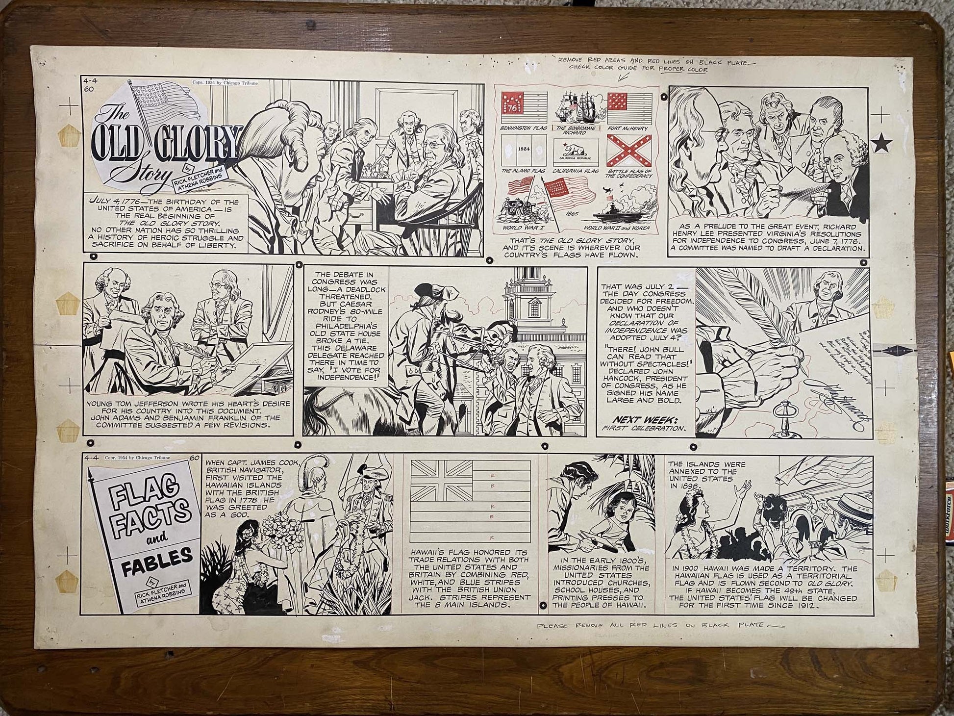 The Old Glory Story: History of the American Flag 4/4/54 Original Art Illustration | Fletcher Studio