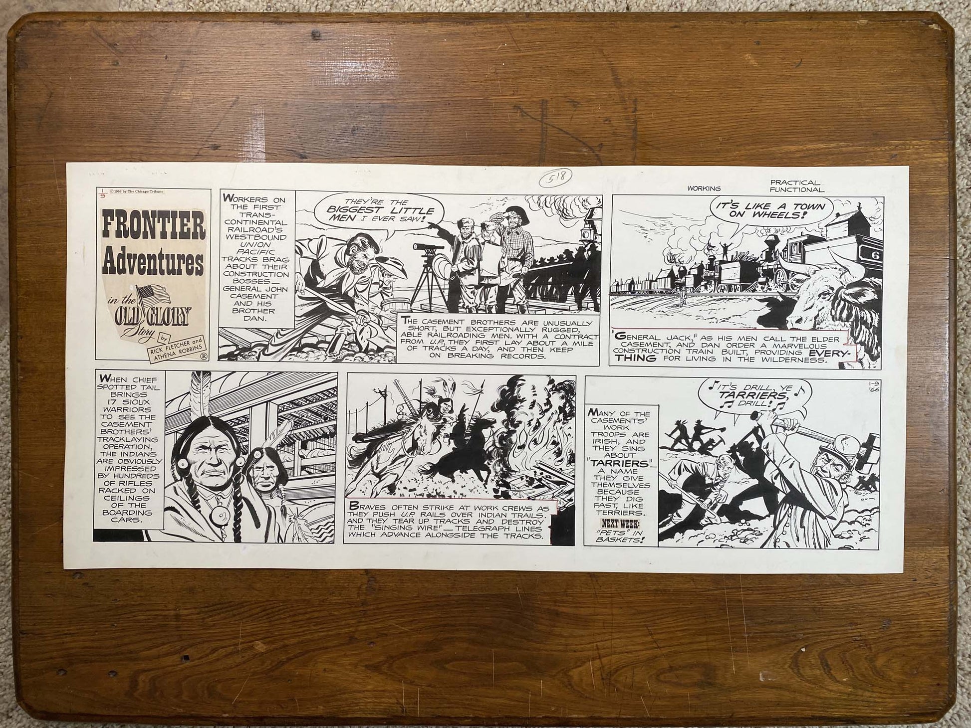 Frontier Adventures in the Old Glory Story 1/9/66 Original Art Illustration | Fletcher Studio