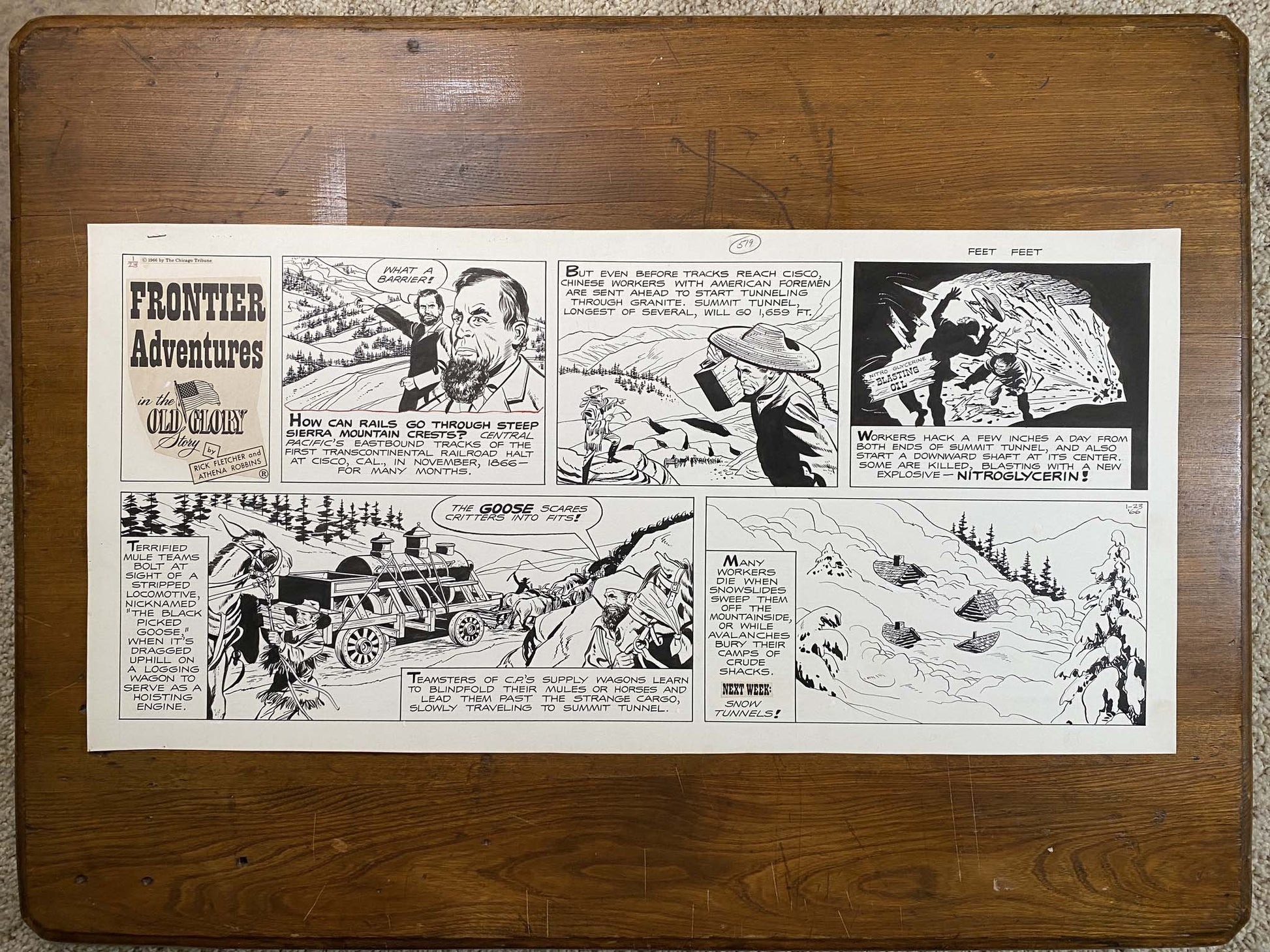 Frontier Adventures in the Old Glory Story 1/23/66 Original Art Illustration | Fletcher Studio