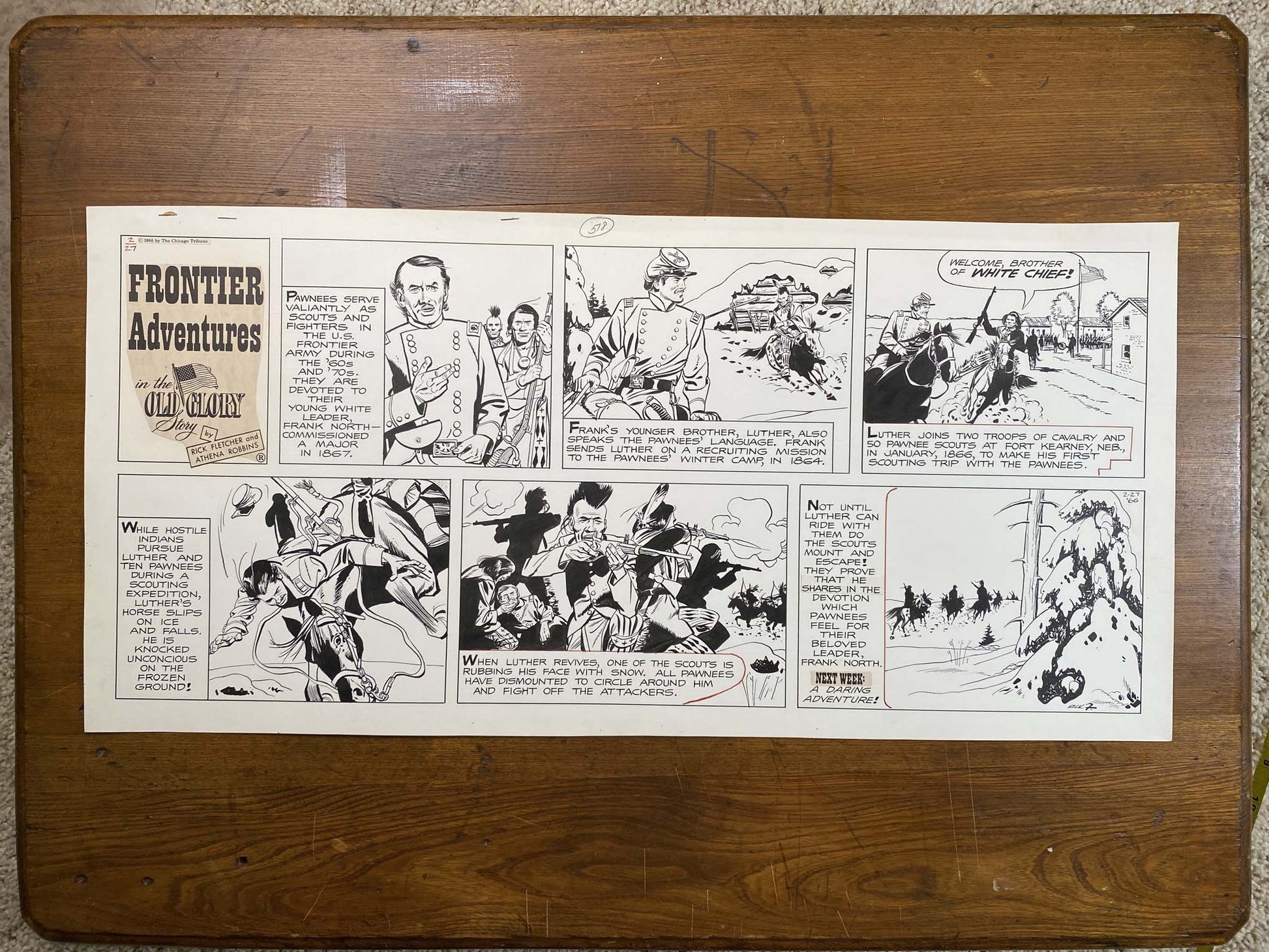 Frontier Adventures in the Old Glory Story 2/27/66 Original Art Illustration | Fletcher Studio