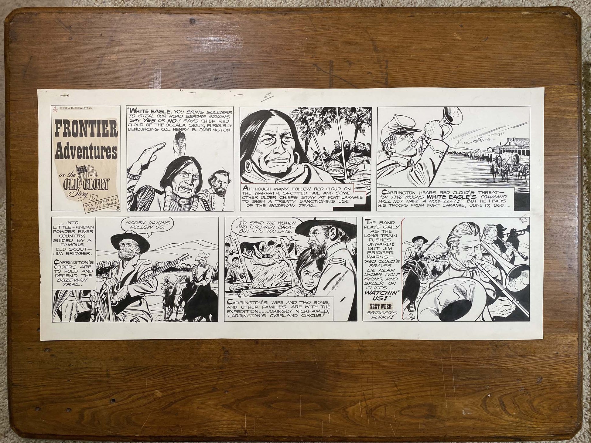 Frontier Adventures in the Old Glory Story 4/3/66 Original Art Illustration | Fletcher Studio