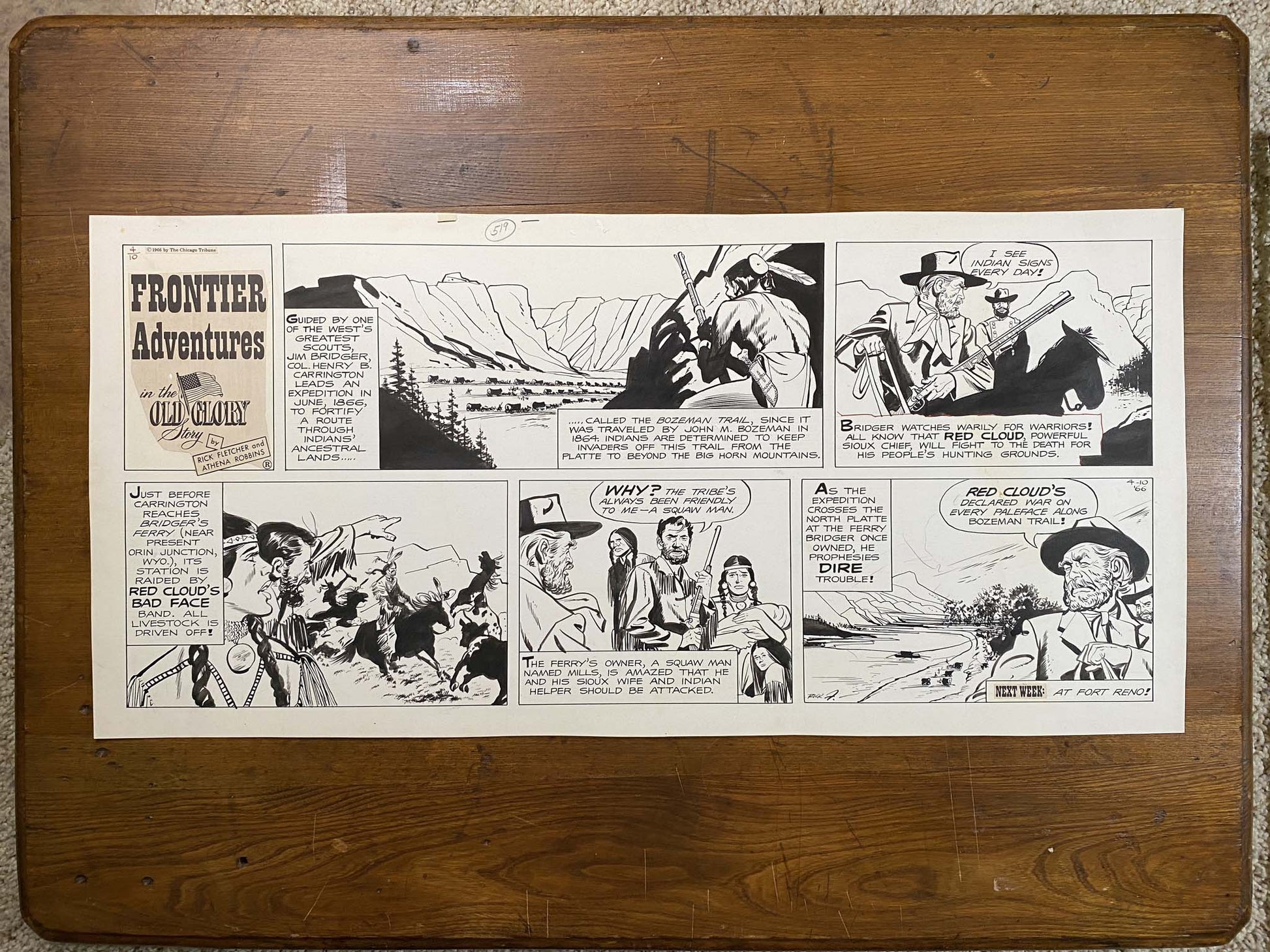 Frontier Adventures in the Old Glory Story 4/10/66 Original Art Illustration | Fletcher Studio