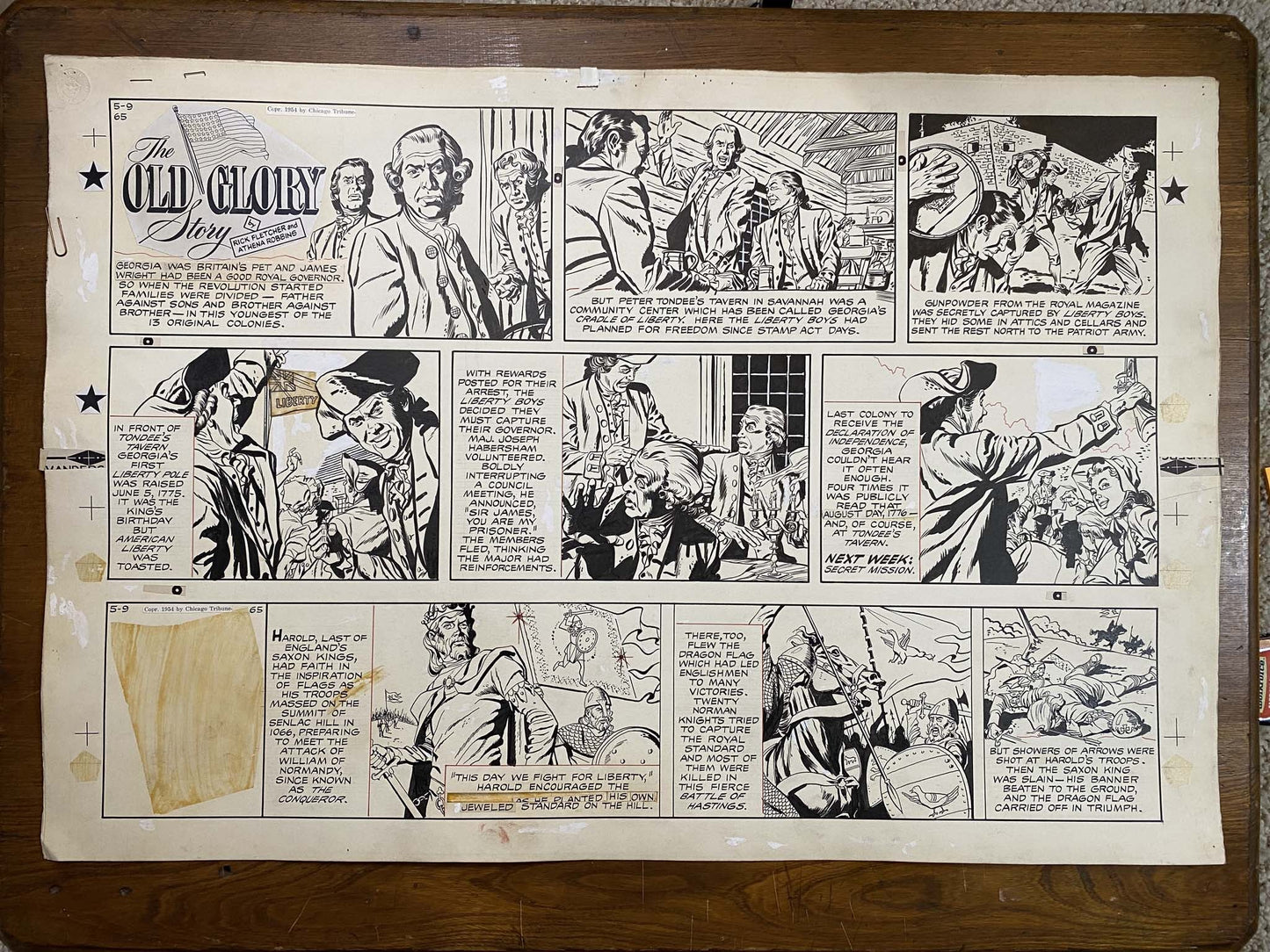 The Old Glory Story: History of the American Flag 5/9/54 Original Art Illustration | Fletcher Studio
