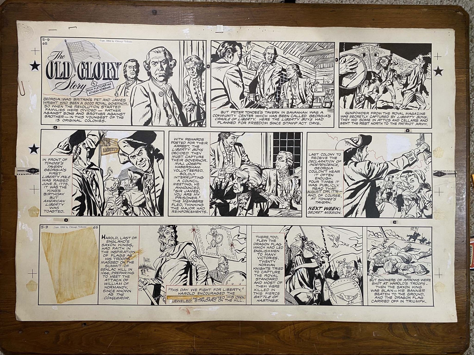 The Old Glory Story: History of the American Flag 5/9/54 Original Art Illustration | Fletcher Studio