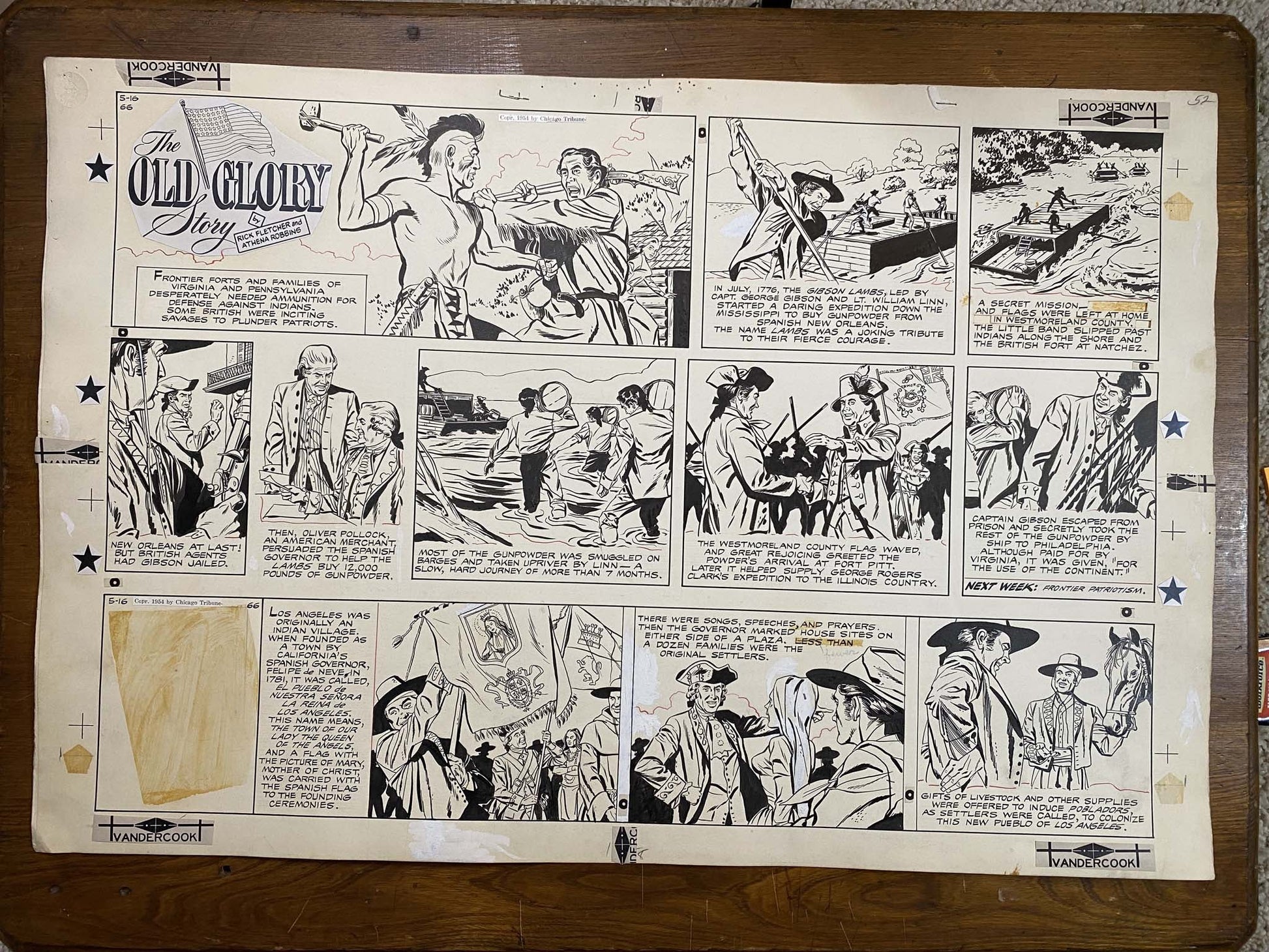The Old Glory Story: History of the American Flag 5/16/54 Original Art Illustration | Fletcher Studio