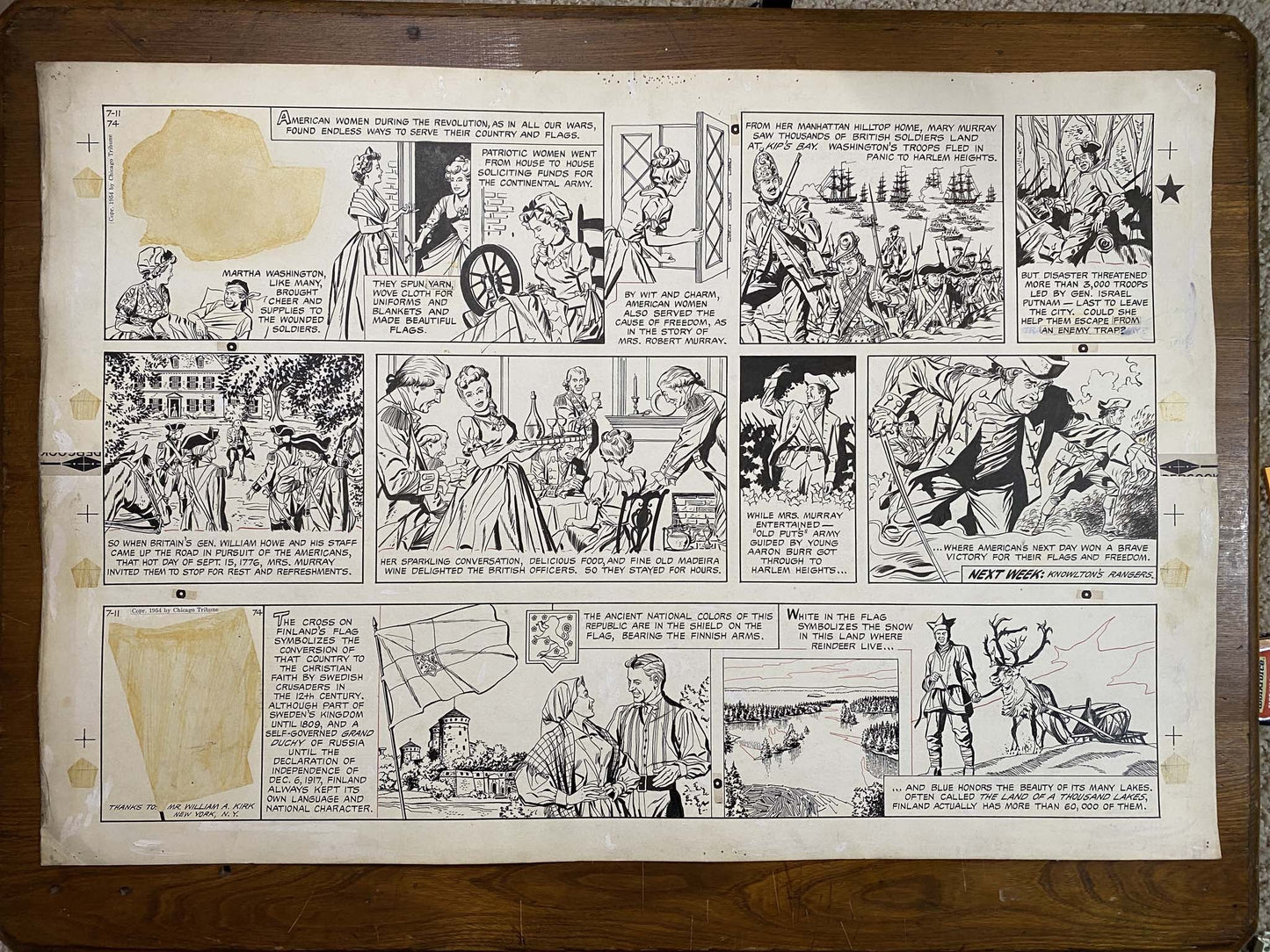 The Old Glory Story: History of the American Flag 7/11/54 Original Art Illustration | Fletcher Studio