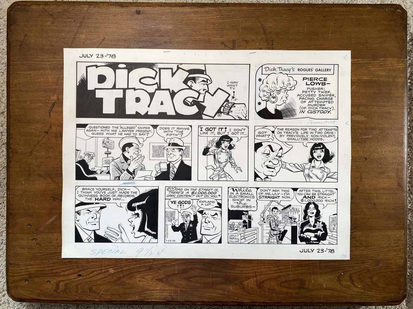 Dick Tracy Sunday 7/23/78 Original Art Illustration | Fletcher Studio