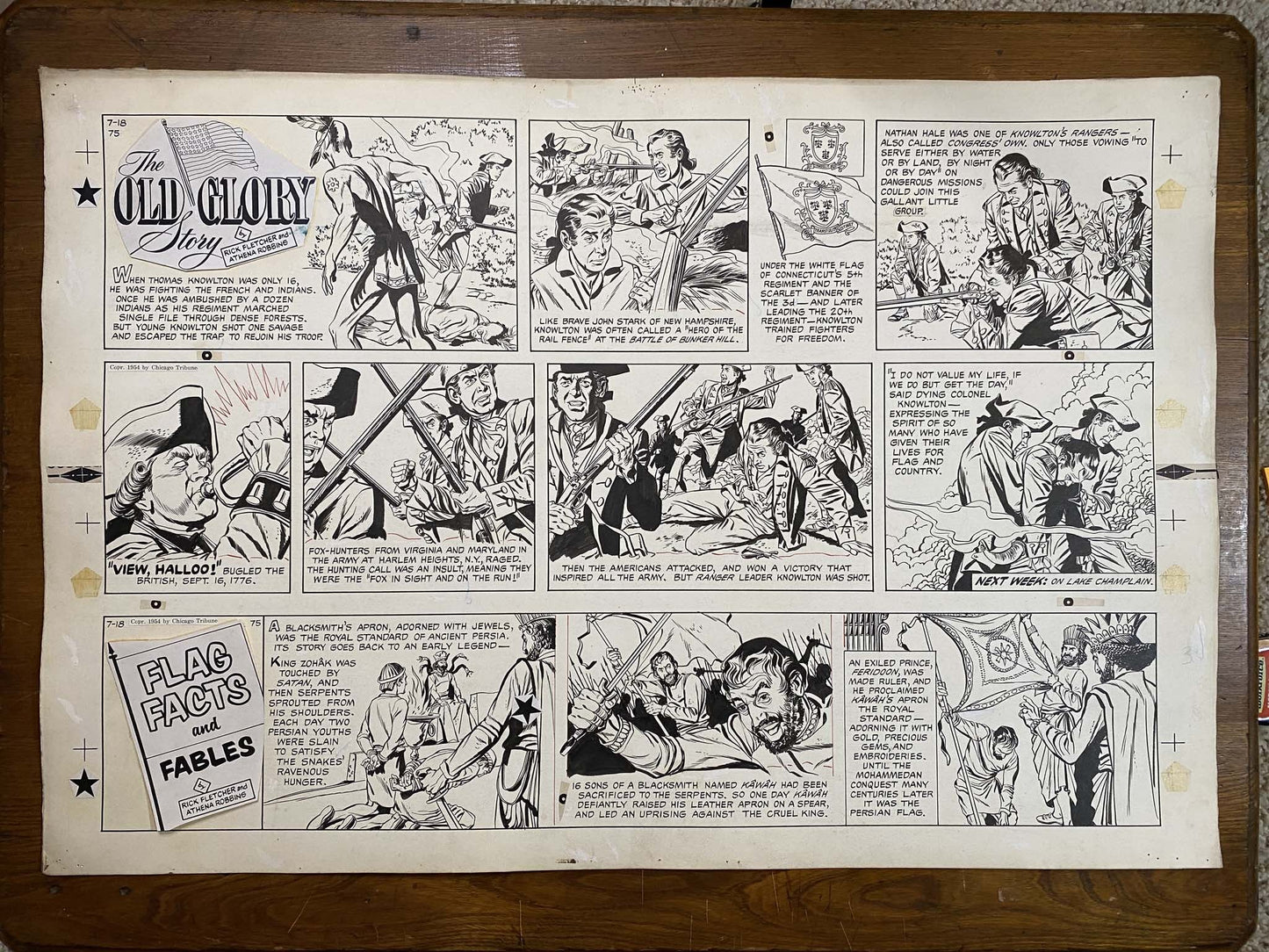 The Old Glory Story: History of the American Flag 7/18/54 Original Art Illustration | Fletcher Studio
