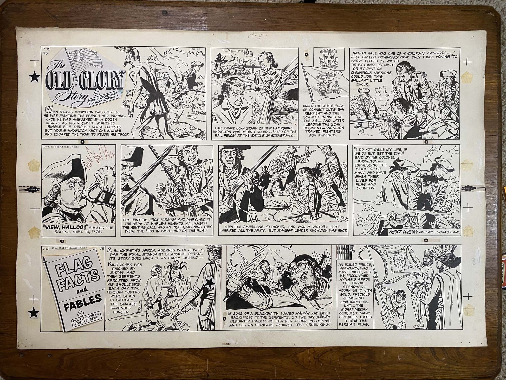 The Old Glory Story: History of the American Flag 7/18/54 Original Art Illustration | Fletcher Studio