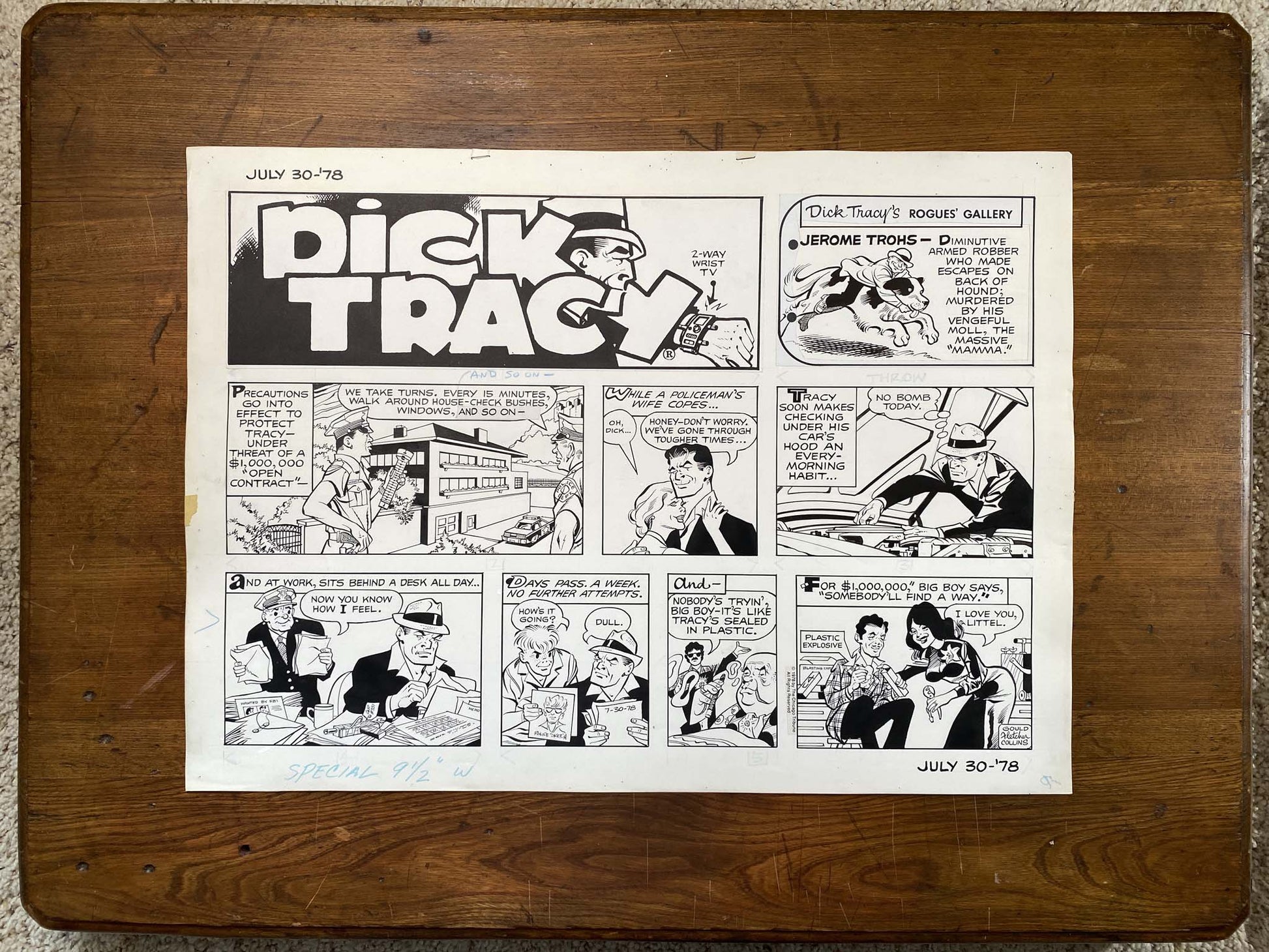 Dick Tracy Sunday 7/30/78 Original Art Illustration | Fletcher Studio