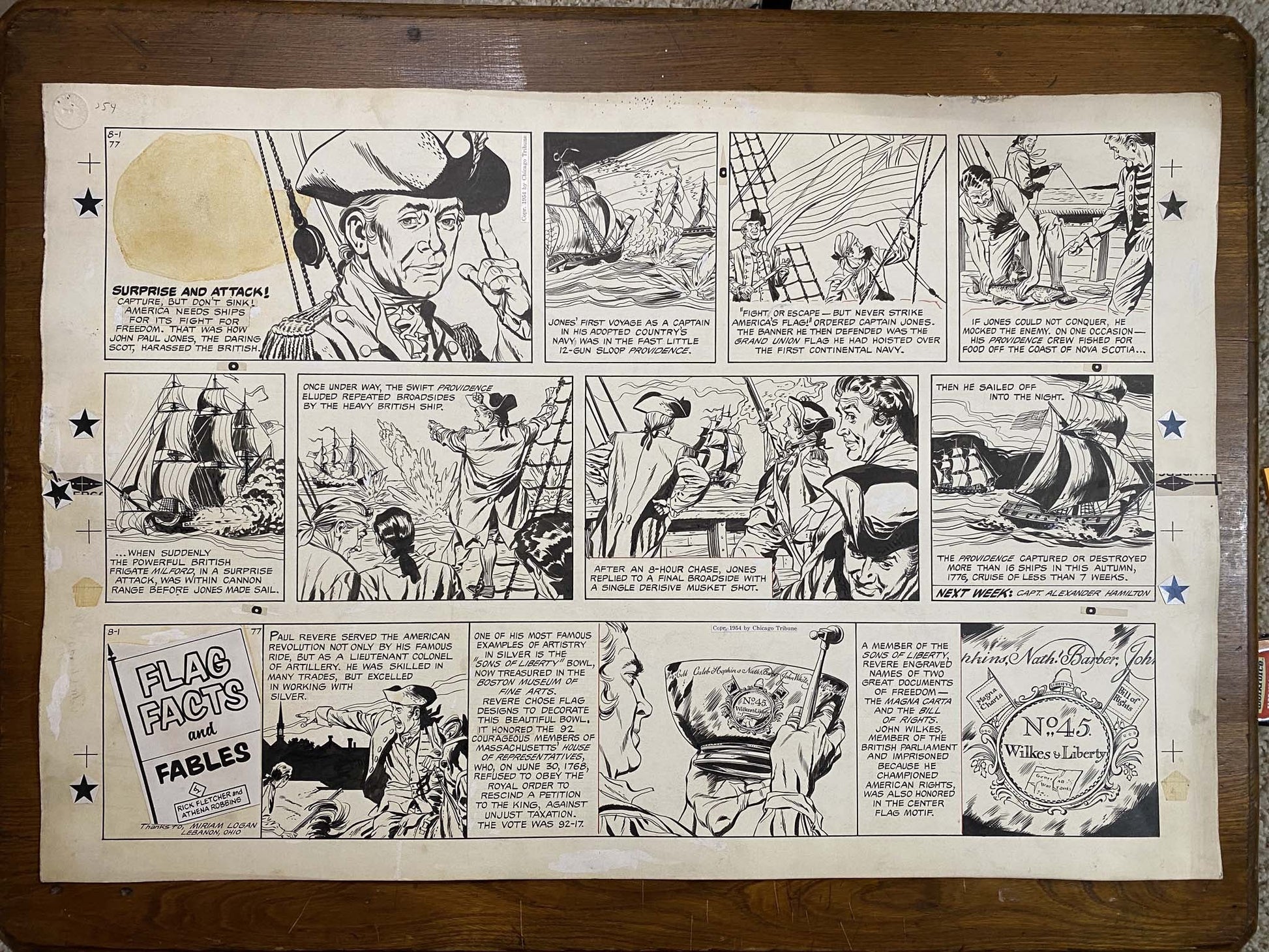 The Old Glory Story: History of the American Flag 8/1/54 Original Art Illustration | Fletcher Studio