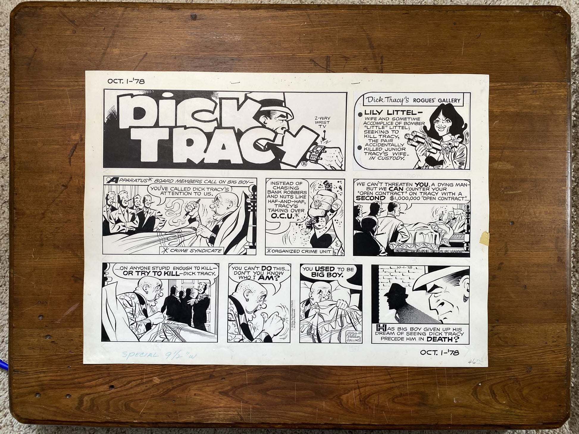 Dick Tracy Sunday 10/1/78 Original Art Illustration | Fletcher Studio