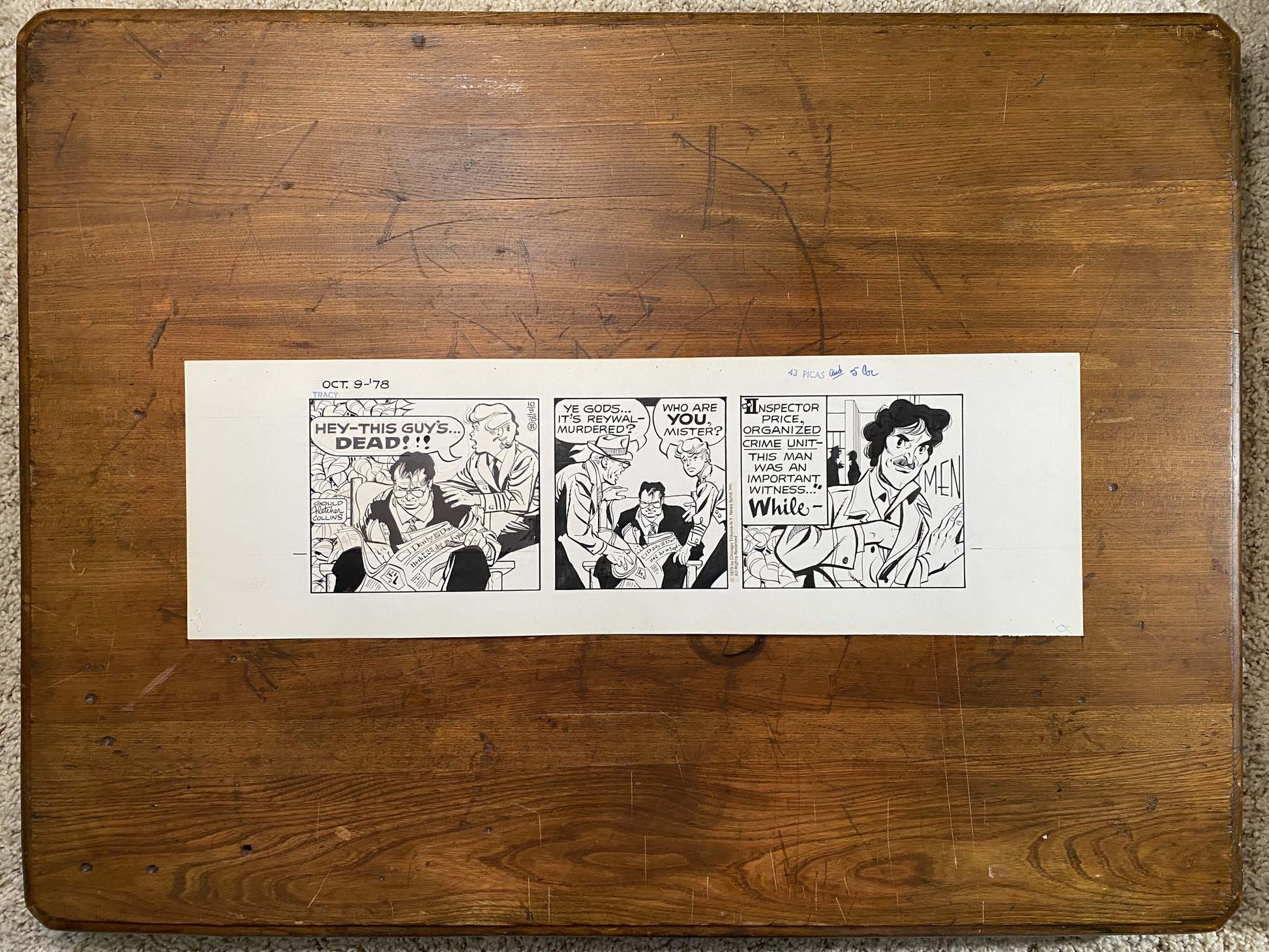 Dick Tracy Daily 10/9/78 Original Art Illustration | Fletcher Studio