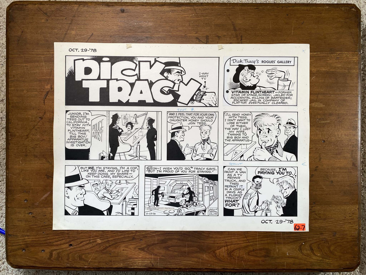 Dick Tracy Sunday 10/29/78 Original Art Illustration | Fletcher Studio