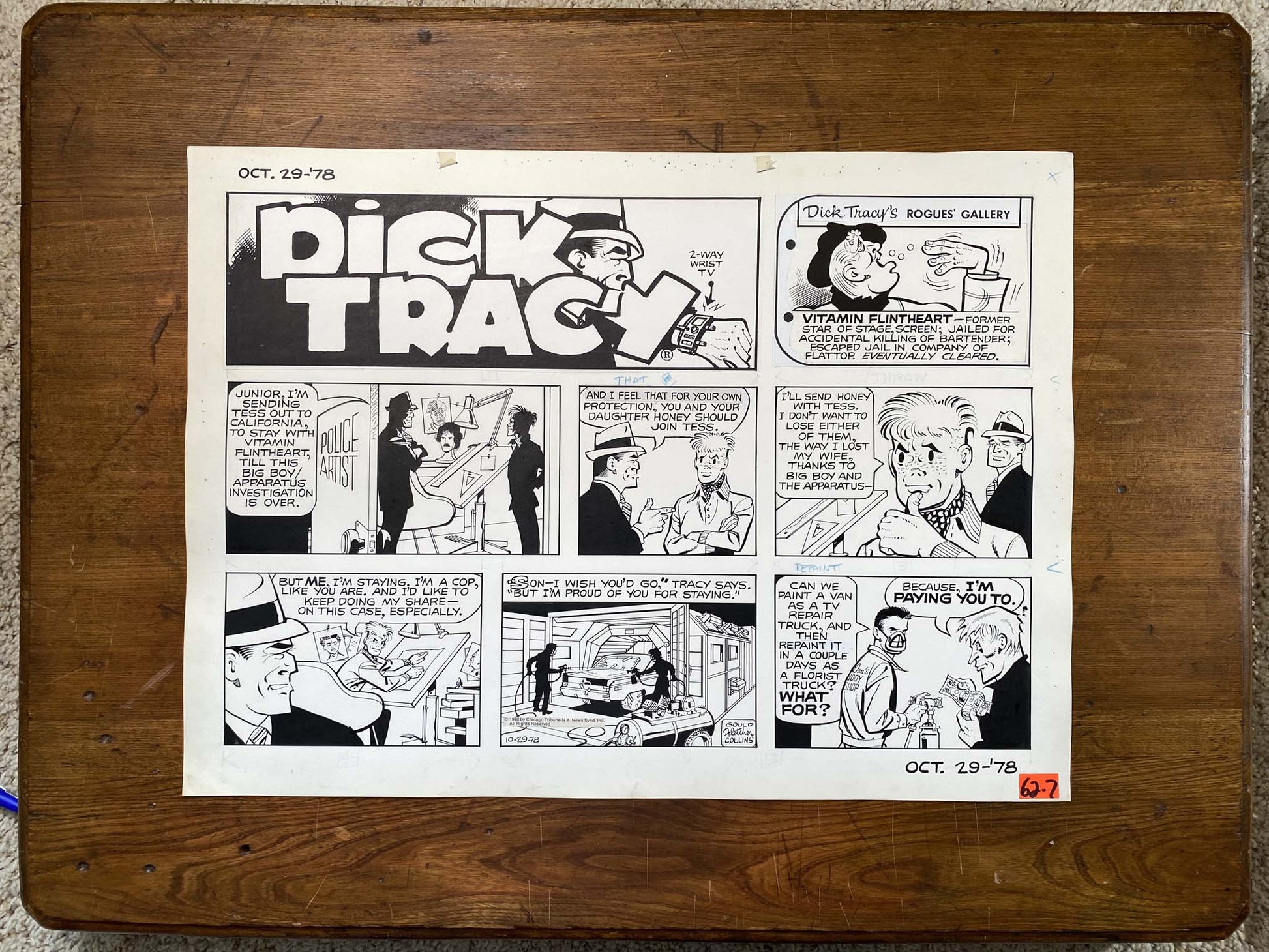 Dick Tracy Sunday 10/29/78 Original Art Illustration | Fletcher Studio